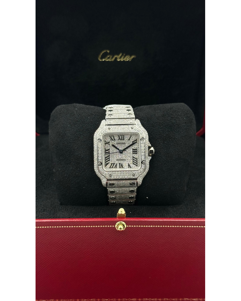Cartier - Santos de Cartier -Medium Iced Out  Diamond