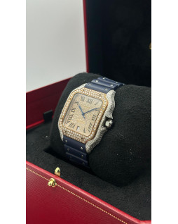 Cartier - Santos de Cartier - Diamond & Blue rubber - Large Modrl