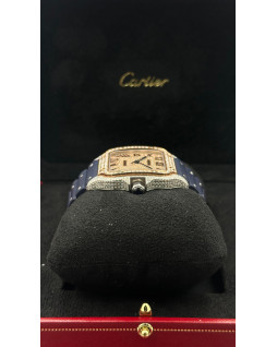 Cartier - Santos de Cartier - Diamond & Blue rubber - Large Modrl