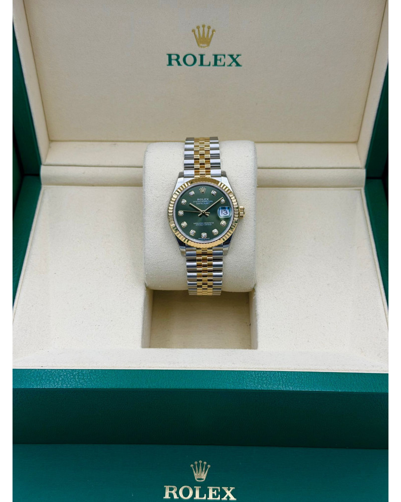 Rolex Datejust 31 Olive Green Diamond Dial Jubilee Bracelet