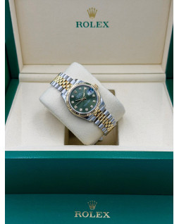 Rolex Datejust 31 Olive Green Diamond Dial Jubilee Bracelet