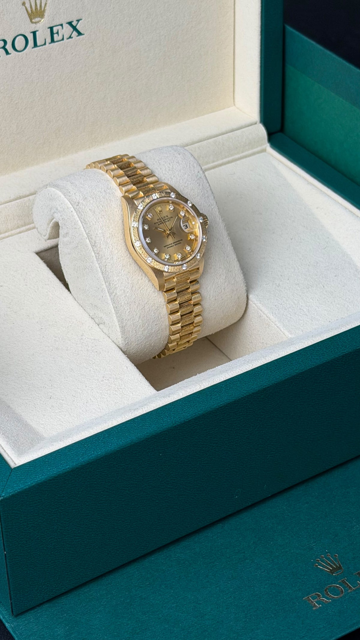 Rolex Lady Datejust 26 Diamante Cadran Champagne conditie ca nou DP Watches 