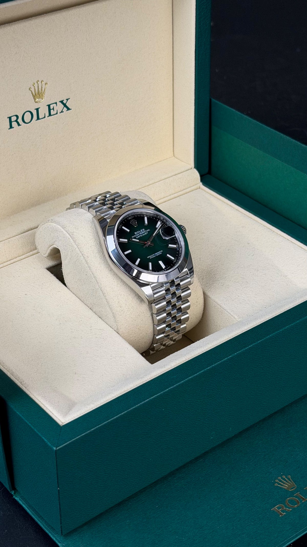 Rolex Datejust 41 126300 verde menta cutie acte originale DPWatches