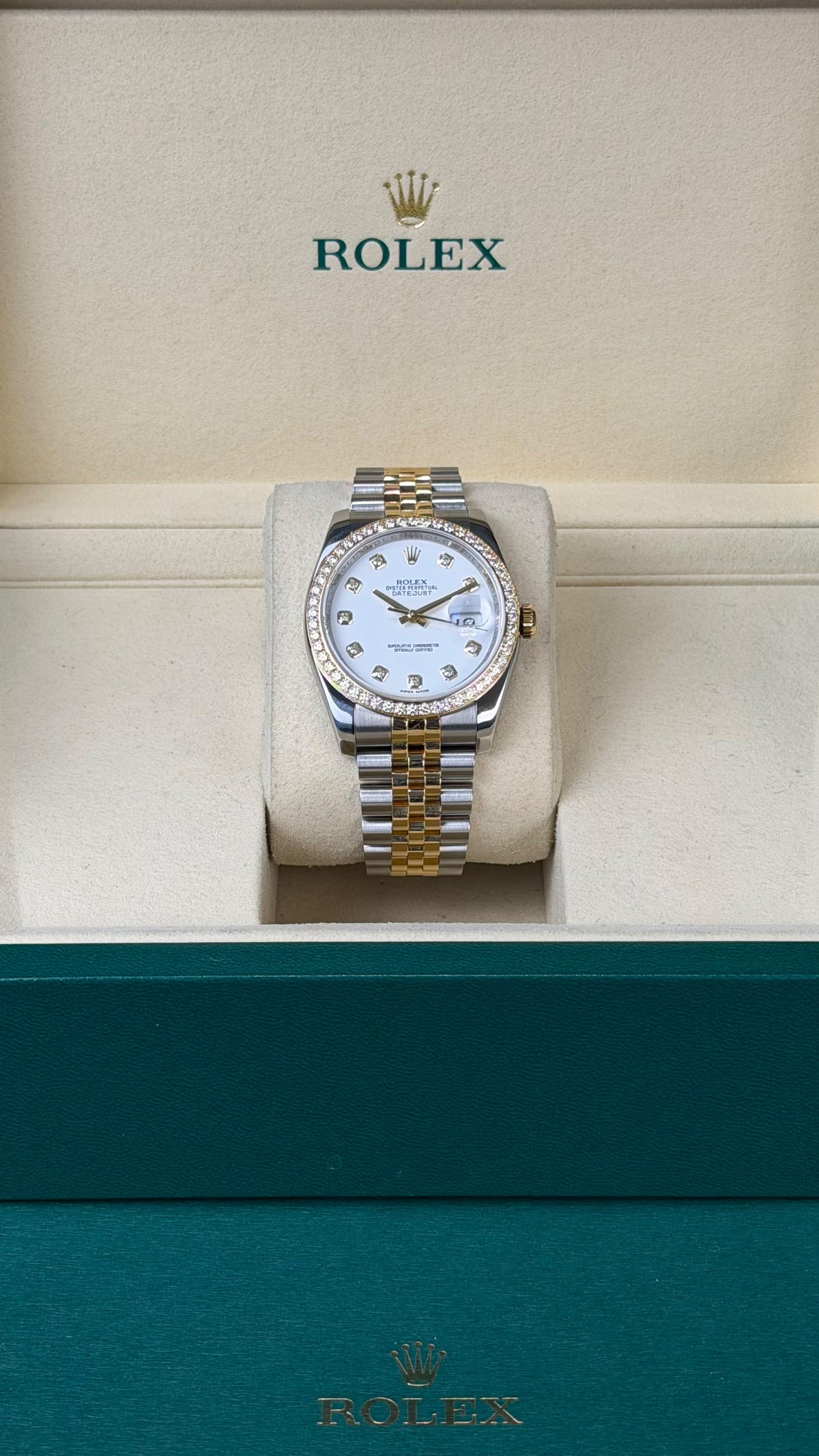 Rolex Datejust 36 diamante bezel diamante acte originale